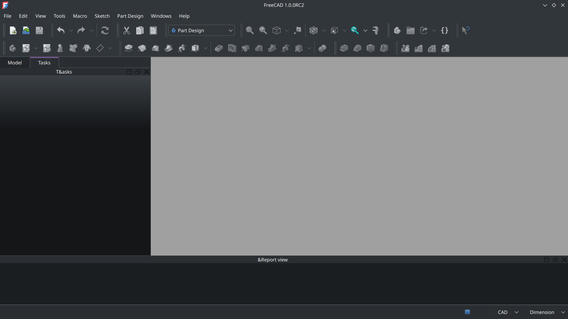 FreeCAD start screen